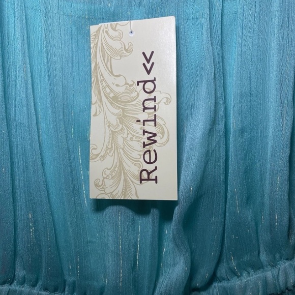 Rewind Teal Flutter Sleeve Pleated Dress Size Small NWT - Picture 7 of 11